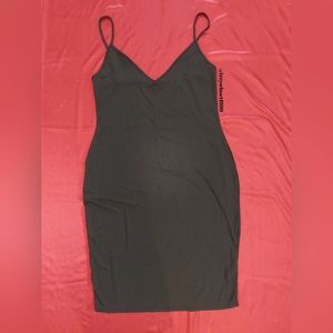 PrettyLittleThing Black Ribbed Bodycon Midi Plus Size Dress